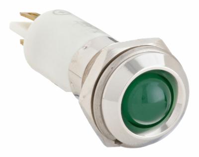 APPROVED VENDOR Raised Panel Light: 12 mm Panel Mounting Hole Dia, LED, Green, Raised Head - LED Indicator Pilot Lights
