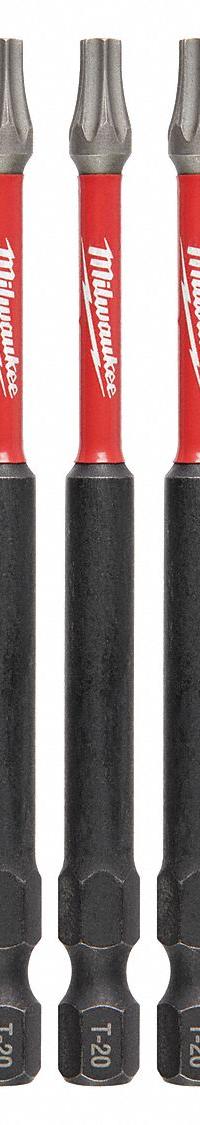 MILWAUKEE Driver Bit: Power Bit, T20 Bit Size, Imperial, Torx® Head, T20 Bit Industry Size, Std, Hex (MPN 48-32-4578). Key specifications — attr1119738: Hex; attr1119735: Imperial; attr1119740: Standard; attr1119734: Alloy Steel; attr1119737: Power Bit; attr1119741: MILWAUKEE.