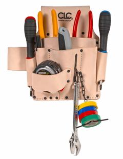 CLC Tool Pouch: For 2 3/4 in Belt Wd - Max, 8 Pockets, Tan, Leather (MPN W500). Key specifications — Closure Type: Open Top; Attachment: Belt Slot; Color: Tan; Brand: CLC.
