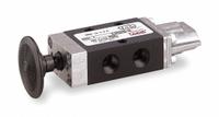 ARO Manual Air Control Valve: E, Four-Way / Two-Position, Button, Black, 26 scfm Flow Rate - Max (MPN E212HS). Key specifications — attr1092903: Black; attr1086905: Spring Return; attr1086907: E; attr1086914: Normally Open; attr1086904: Manual Air Control Valve; attr1086871: E212HS.