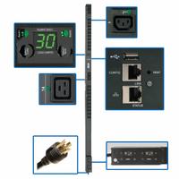 EATON TRIPP LITE PDU: Single-Phase, 24 Outlets, C13/C19, Metered, Remote-Monitored, 0 RU (MPN PDUNVR30HVLX). Key specifications — Plug Type: NEMA L6-30P; Brand: EATON TRIPP LITE; Phase: Single-Phase; Receptacle Type: C19; Facing: Front.