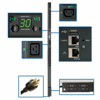 EATON TRIPP LITE PDU: Single-Phase, 24 Outlets, C13/C19, Metered, Remote-Monitored - Network-Enabled Monitored PDUs