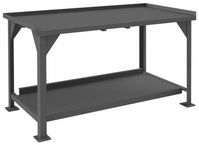 DURHAM MFG Workbench: Fixed Ht, Steel, 72 in x 30 in, 4,000 lb Overall Load Capacity - Workbenches with Lower Shelves