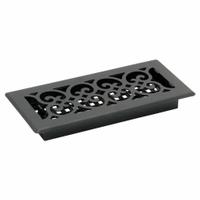 Floor Register: Floor, 11 1/2 in H, 5 1/2 in W, Decorative, Textured, Black, Steel Grille, One-Way (MPN ST410). Key specifications — Adjustable Blades: No; Brand: DECOR GRATES; Airflow Directions: One-Way; Grille Color: Black.