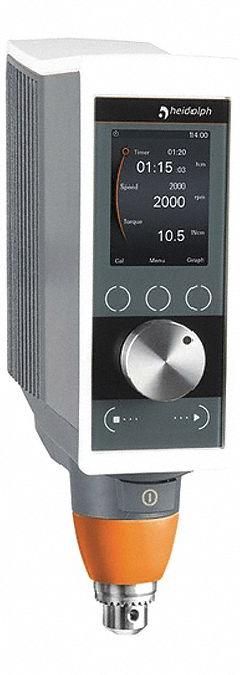 HEIDOLPH Overhead Mixer: 2,000 RPM Max Speed, 200 N-cm, 100,000 cps Max Viscosity, 50 L Volume, 115V (MPN 036093110). Key specifications — Voltage: 115V; Maximum Torque: 200 N-cm; Mixing Speed Type: Variable; Reversible: Yes; Brand: HEIDOLPH; Display Type: Digital.