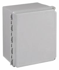 HOFFMAN Enclosure: Fiberglass, 18 in x 16 in x 10 in, NEMA 12/13/4/4X, Solid Cover, Hinged (MPN A181610CHSCFG). Key specifications — Brand: HOFFMAN; Closure Method: Screws; Enclosure Material: Fiberglass; Knockouts: Not Included.