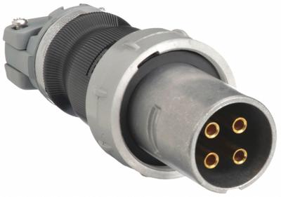 HUBBELL Pin and Sleeve Plug: Gray, 250V DC/600V AC, Three Phase, 100 A, 4 Pole - Watertight Plugs