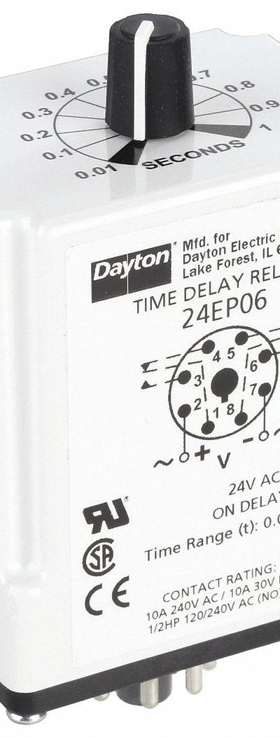 DAYTON Single Function Time Delay Relay: Socket Mounted - Socket-Mounted Relays