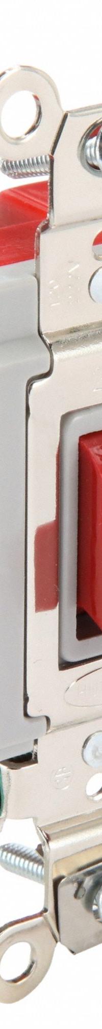HUBBELL Wall Switch: Toggle Switch, Double Pole, Maintained, Red, 120/277V AC, 20 A (MPN HBL1222R). Key specifications — Illuminated: No; Voltage Rating: 120/277V AC.