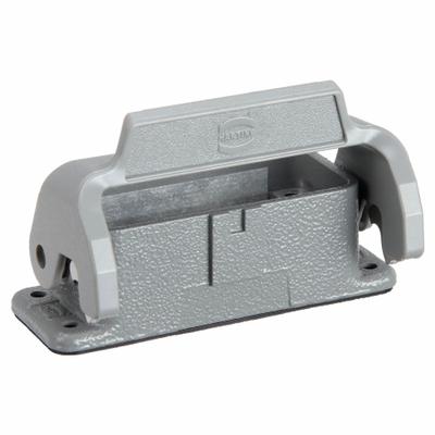 HARTING Rectangular Connector Housing: Size 10 A, Bulkhead Mount, Gray, Aluminum Die-Cast - Bulkhead-Mount Rectangular Connector Housings
