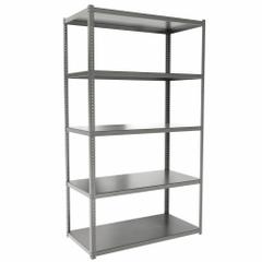HALLOWELL Metal Shelving: Starter, Extra-Heavy-Duty, 48 in x 24 in, 84 in Overall Ht, 5 Shelves (MPN HCS482484-5HG). Key specifications — Frame Material: Steel; Shelving Material: Steel; Assembled: Unassembled; Color: Gray; Brand: HALLOWELL.