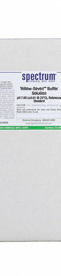 SPECTRUM Buffer - pH 7.00 - Yellow: Lab, 20 L Volume, Liquid, pH 7.00 +/-001 @ 25°C, Plastic, 1 (MPN B1168-20LT). Key specifications — Brand: SPECTRUM; CAS Number: 99-76-3; Chemical Family Type: Buffer; Chemical Grade: Lab; Concentration: pH 7.00 +/-001 @ 25°C; Container Material: Plastic; Container Type: Drum; Form: Liquid.