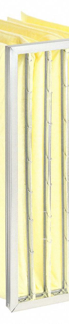 GRAINGER Pocket Air Filter: 24 in x 12 in x 15 in, MERV 14, Yellow, Synthetic, 6 Pockets (MPN 5M426). Key specifications — Display Sell UOM: EA; Brand: GRAINGER; Media Material: Synthetic; Performance Rating: MERV 14.