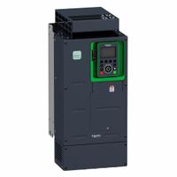 SCHNEIDER Variable Frequency Drive: In Phase Three, Out Phase Three, 30 hp, IP20, No Bypass, Compact (MPN ATV630D18S6). Key specifications — Style: Compact; Color: Black/Green; Output Phase: Three.