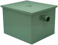 ZURN Grease Interceptor: 20 lb Capacity, 10 gpm Flow Rate, 14 in Overall Wd, 19 1/4 in Overall Lg (MPN GT2700-10-2NH). Key specifications — Material: Steel; Includes: Flow Diffusing Baffle; Brand: ZURN.