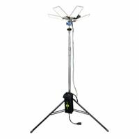 POWERMOON Temporary Job Site Light: LED, 15,000 lm Max Brightness, 11.5 ft Max Ht, IP68 (MPN 11641). Key specifications — Operating Voltage: 12V DC; Brand: POWERMOON; Frame Color: Silver; Manufacturer Part Number: 11641.