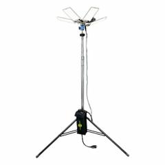 POWERMOON Temporary Job Site Light: LED, 15,000 lm Max Brightness, 11.5 ft Max Ht, IP68 (MPN 11641). Key specifications — Operating Voltage: 12V DC; Brand: POWERMOON; Frame Color: Silver; Manufacturer Part Number: 11641.
