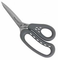 CLAUSS Shears: Ambidextrous, 9 in Overall Lg, Straight, Titanium Bonded, Pointed, Gray, Multipurpose (MPN 18687). Key specifications — attr308500: Titanium Bonded; attr308502: Gray; attr308505: Ambidextrous; attr308522: Multipurpose; attr324896: CLAUSS.