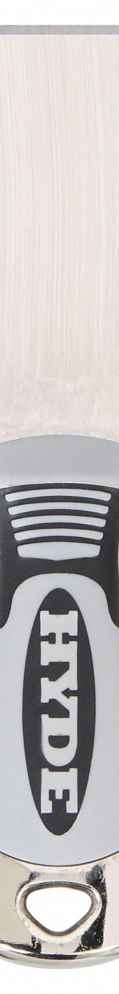 HYDE Putty Knife: Bld. Mat. Stainless Steel, Hdl. Mat. Plastic, Stiff, Straight Bld. Shape (MPN 06308). Key specifications — attr1004902: HYDE; attr1012057: Full; attr1014703: Plastic; attr1017570: Hammer End; attr1029655: Straight; attr1034073: Straight.