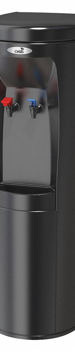 OASIS Plumbed Water Dispenser: Freestanding, Cold/Hot, Black, Polyethylene, 40 1/2 in Ht, Still, Adj (MPN POUD1SHS). Key specifications — Water Type: Still; Operating Voltage: 115V AC; Power Source: Electric Corded; Water Temperature Types: Cold; Brand: OASIS; Housing Color: Black; Material: Plastic.