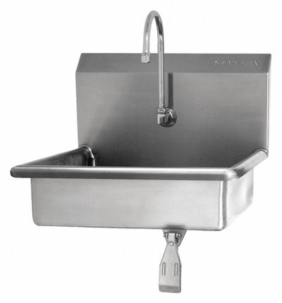 SANI-LAV Hand Sink: 1 Stations, 5 in Bowl Dp, 19 in Bowl Lg, 15 1/2 in Bowl Wd - One-Station Wall-Mounted Hand Sinks with Faucets