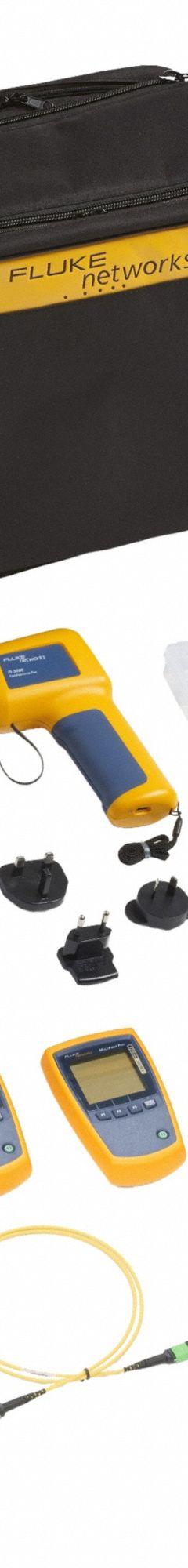 FLUKE Cable Tester Kit: Fiber Optic Cable Testing Kit, SFP Fiber Optic, LCD with Backlight, Digital (MPN MFTK-DC SM Test Kit). Key specifications — Product Type: Fiber Optic Cable Testing Kit; Includes: Fiberlert; Manufacturer Part Number: MFTK-DC SM Test Kit; Adapters Included: Single-Mode Test Cords; Brand: FLUKE; Connector Type: SFP Fiber Optic; Features: Store Test and Inspection Results Using LinkWare Live; Testing Functions: Line Polarity Indication.