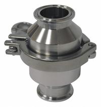 VNE Spring Check Valve: Poppet, Inline Valve Body, 3 in Pipe Size, Clamp x Clamp, For Fluids Media (MPN 45C-63.0-E). Key specifications — Average Surface Roughness (Ra): 32 micron-in; Brand: VNE; 3-A Compliance: Meets 3A Sanitary Standards.