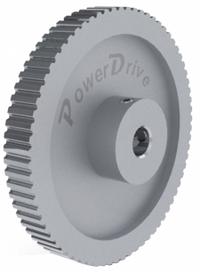 POWER DRIVE Gearbelt Pulley: Trapezoidal, Plain, For XL Timing Belt Section, For 3/8 in Belt Wd (MPN 44XLB037-6A). Key specifications — Brand: POWER DRIVE; Tooth Profile: Trapezoidal; Finish: Aluminum Clear Anodized.