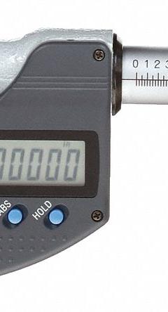MITUTOYO IP65 Digital Outside Micrometer: 0 in to 1 in /0 mm to 25.4 mm, Inch/Metric, IP65 (MPN 293-340-32). Key specifications — attr1182744: 0.00005 in/0.001 mm; attr1182776: IP65; attr1182741: MITUTOYO; attr1182743: +/- 0.00005 in; attr1182759: Yes.