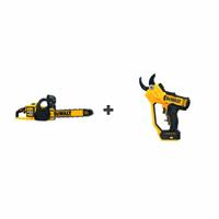 DEWALT Chainsaw Kit: 20V MAX*, Chainsaw and Pruner, 1 No. Batteries Included, 9.0 Ah, 20 V Volt (MPN DCCS670X1/DCPR320B). Key specifications — Battery Capacity: 9.0 Ah; Combo Type: Chainsaw and Pruner.