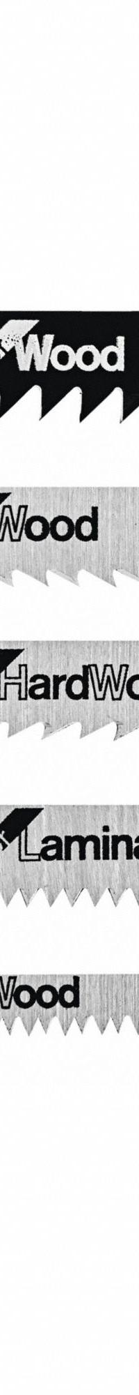 BOSCH Jigsaw Blade: 10/14/20/8, 3 in_4 in_3 1/4 in Blade Lg, T Shank, Laminates/Wood, 5 Pieces, 5 PK (MPN TPW005). Key specifications — attr1097716: Solid Stock; attr1097719: 10; attr1097721: High Speed Steel; attr1097728: BOSCH.