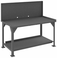 DURHAM MFG Workbench: Fixed Ht, Steel, 60 in x 30 in, 4,000 lb Overall Load Capacity, Gray (MPN DWB-3060-BE-PB-95). Key specifications — Brand: DURHAM MFG.
