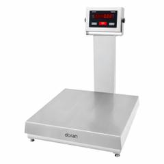 DORAN Industrial Bench Scale: 24 in x 24 in, IP69K, Column-Mounted, 500 lb Wt Capacity - Imperial (MPN 7500XL/2424-C20). Key specifications — Connection Ports: RS-232; Readability: 50 g/0.1 lb; Brand: DORAN; Weighing Surface Material: Stainless Steel.