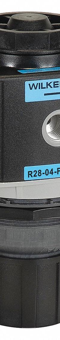 WILKERSON Compressed Air Regulator: Aluminum, 3/8 in NPT, 250 cfm, 300 psi Max Op Pressure, Knob (MPN R28-03-F000B). Key specifications — attr111664: No; attr111400: R28; attr111627: WILKERSON.