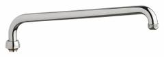 CHICAGO FAUCETS Spout: Spout, Arc, Swivel Spout, Brass, Polished Chrome, Laminar, 14 in Spout Reach (MPN L15E1JKABCP). Key specifications — Includes: Mounting Hardware; Product Type: Spout; Spout Style: Swivel; Body Material: Brass; Color/Finish: Polished Chrome; Brand: CHICAGO FAUCETS.
