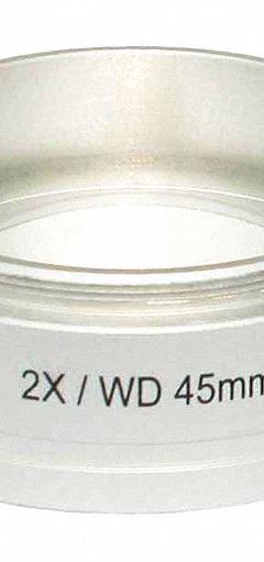 INSIZE Auxiliary Objective 2X: 20X, 11 mm Optical Field of View, 2.26 in, ISM-ZS (MPN ISM-ZS50-OB2X). Key specifications — Brand: INSIZE; Compatible with Manufacturer Model Number: ISM-ZS; Compatible with Product Type: EliteHD Microscopes; Optical Magnification: 20X; Product Type: Objective Lens; Working Distance: 2.26 in.