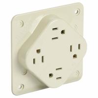 BRYANT Receptacle: Quad, 5-15, Ivory, 125V AC, 15 A, 2 Pole / 3 Wire (MPN 1254I)