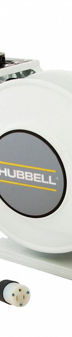 HUBBELL WIRING DEVICE-KELLEMS Extension Cord Reel: Ratchet Lock, 35 ft Cord Lg, 14 AWG, SJO, 5-15P (MPN HBLI35143C15). Key specifications — Retractable Cord Ending NEMA Configuration: Bare Wire; Feeder Cord Ending NEMA Configuration: 5-15P; Brand: HUBBELL WIRING DEVICE-KELLEMS.