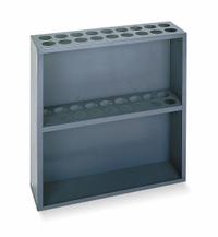 DURHAM MFG Threaded Rod Rack: Standalone, 24 in x 6 7/8 in x 24 in, 18 Bays, Gray, Vertical (MPN 367-95). Key specifications — Rack Configuration: Standalone; Usable Bay Dimensions WxD: 2-1/16 in x 2-1/16 in; Orientation: Vertical; Color: Gray; Brand: DURHAM MFG.