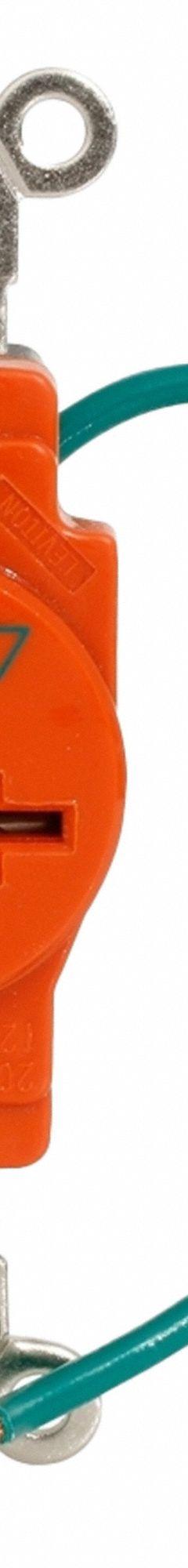 LEVITON Straight Blade Single Receptacle: Hospital Grade, Single, 5-20R, Orange, 125V AC, 20 A (MPN 8310-OIG)