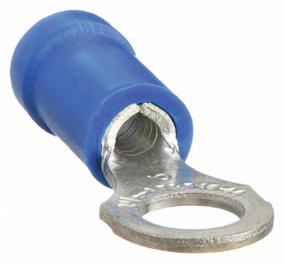 STA-KON Ring Terminal: Blue, Vinyl Insulation, #10 Stud Size, 18 AWG to 14 AWG Wire Sizes - Insulated Ring Terminals