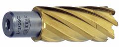 SLUGGER BY FEIN Annular Cutter: 2 1/2 in Cutter Dia, 2 in Max Cutting Dp, TiN, High Speed Steel (MPN 63134635104). Key specifications — attr253884: No; attr253885: TiN; attr253886: High Speed Steel; attr253887: Weldon Flat; attr253888: Fractional Inch; attr277149: SLUGGER BY FEIN.
