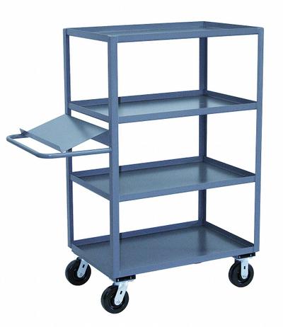 JAMCO Utility Cart: 3,000 lb, 4 Shelves, 75 in L x 25 in W x 60 in H Overall Dim - Order-Picking Utility Carts with Lipped Metal Shelves