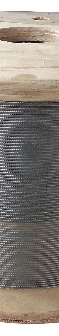 APPROVED VENDOR Wire Rope: Galvanized Steel, 7 x 19, 1,960 lb Working Load Limit, 250 ft Overall Lg (MPN 33RH66). Key specifications — End Type: Plain; Brand: APPROVED VENDOR.