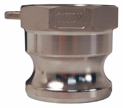 DIXON VALVE & COUPLING Cam and Groove Adapter: 2 1/2 in Coupling Size, 2-1/2 in -8 Thread Size - Type A Stainless Steel Cam & Groove Fittings