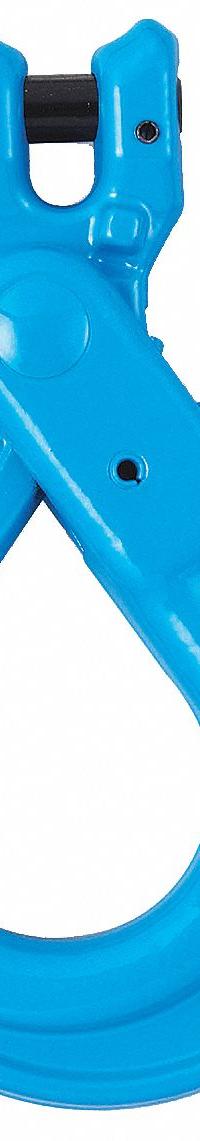 YOKE Self-Locking Hook: 8,800 lb Working Load Limit, 100 Hook Grade, Alloy Steel, 5 5/8 in Usable Lg (MPN X-026-10). Key specifications — Color: Blue; Brand: YOKE; Visual Indicator Markings: None.