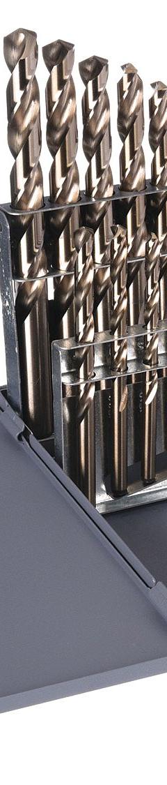 CHICAGO-LATROBE Jobber Length Drill Bit Set: 15 Pc, 1/16" to 1/2" by 32nds, 135° Split Point (MPN 47795). Key specifications — attr1236168: Metal Index; attr1236199: NAS 907 Type B.