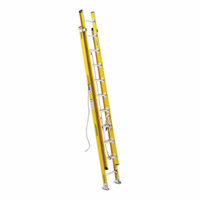 WERNER Extension Ladder: 20 ft Ladder Size, Fiberglass, 375 lb Load Capacity, 50 lb Wt - Non-Conductive Fiberglass Extension Ladders