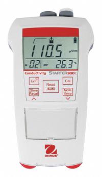 OHAUS Conductivity Meter: Conductivity/Total Dissolved Solids, ±0.5% FS, 199.9 mS/cm, 0 mS/cm (MPN ST300C-B). Key specifications — Manufacturer Part Number: ST300C-B; Brand: OHAUS; Configured Test Parameters: Conductivity; Test Parameters: Conductivity; Reagents and Solutions Included: Reagents Sold Separately; Product Type: Conductivity Meter; Automatic Temperature Compensation Included: Automatic; Conductivity Accuracy: ±0.5% FS.