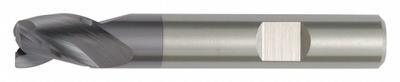 WIDIA HANITA Corner Radius End Mill: Carbide, TiAlN Coated, 3 Flute, 3 mm Mill Dia - Carbide Corner-Radius End Mills for Stainless Steel & Super Alloys